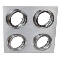 Foco basculante cuadrado empotrar Aluminio texturizado, para 4 Lámparas AR111/QR111